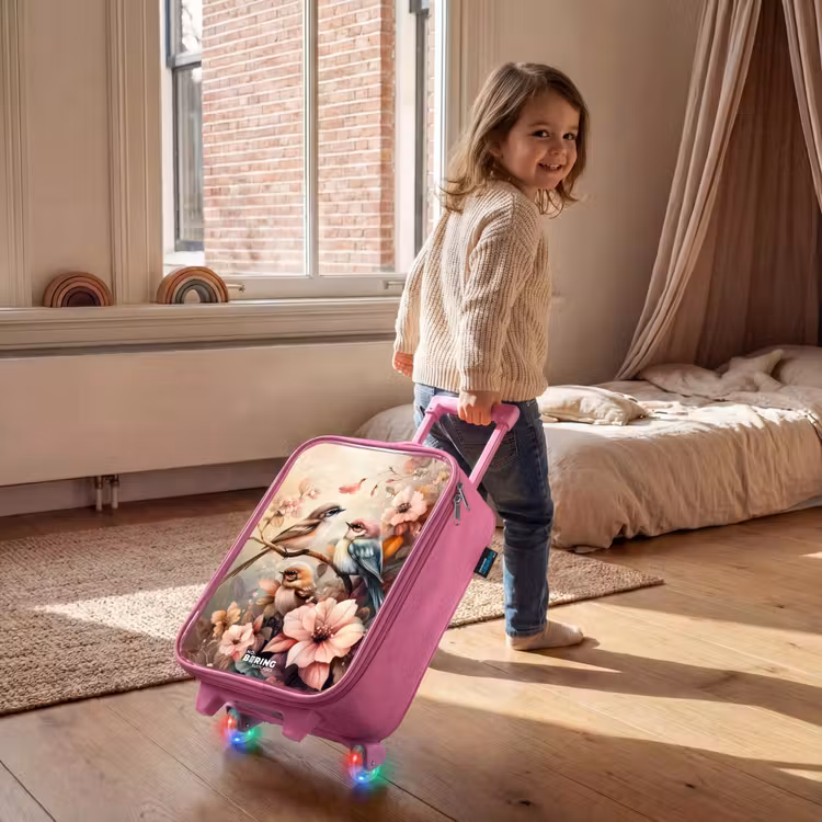 Children's suitcase - Pink - Birds with pink flowers — 2