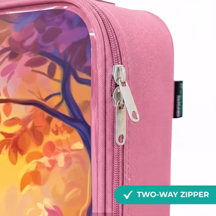 Children's suitcase - Pink - Little deer and owl in a pink fairy tale forest — 4