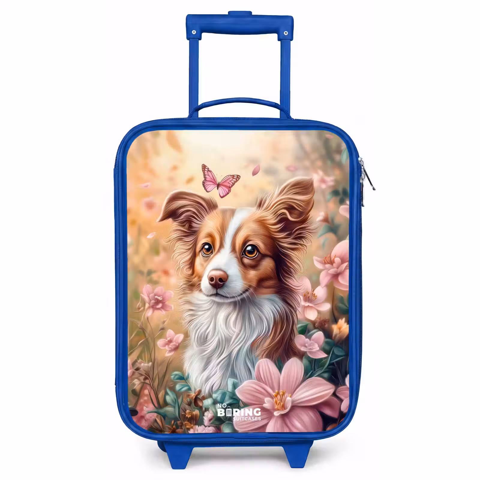 Children's suitcase - Blue - Dog in field of flowers with butterflies — 1