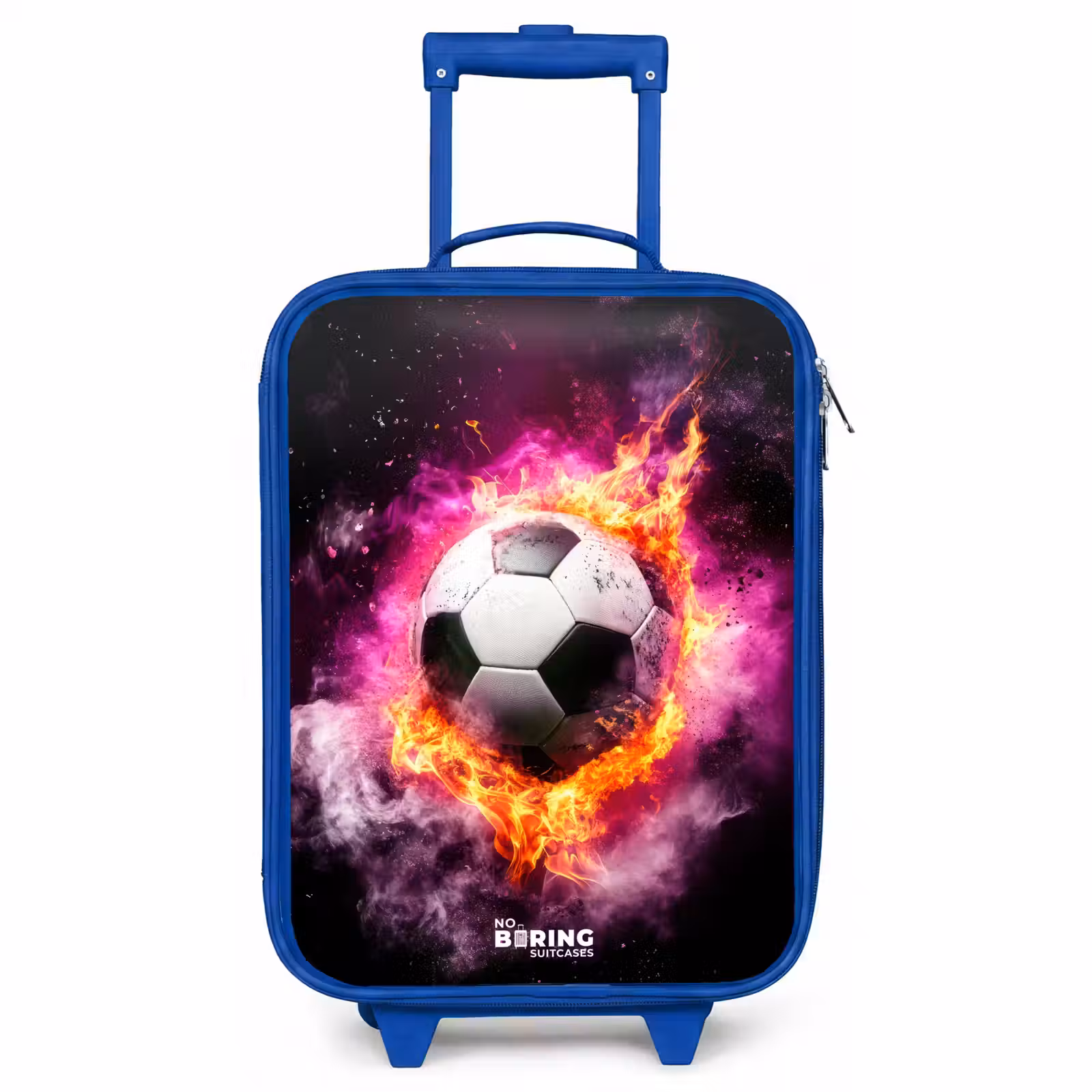 Children's suitcase - Blue - Soccer in pink fire explosion — 1