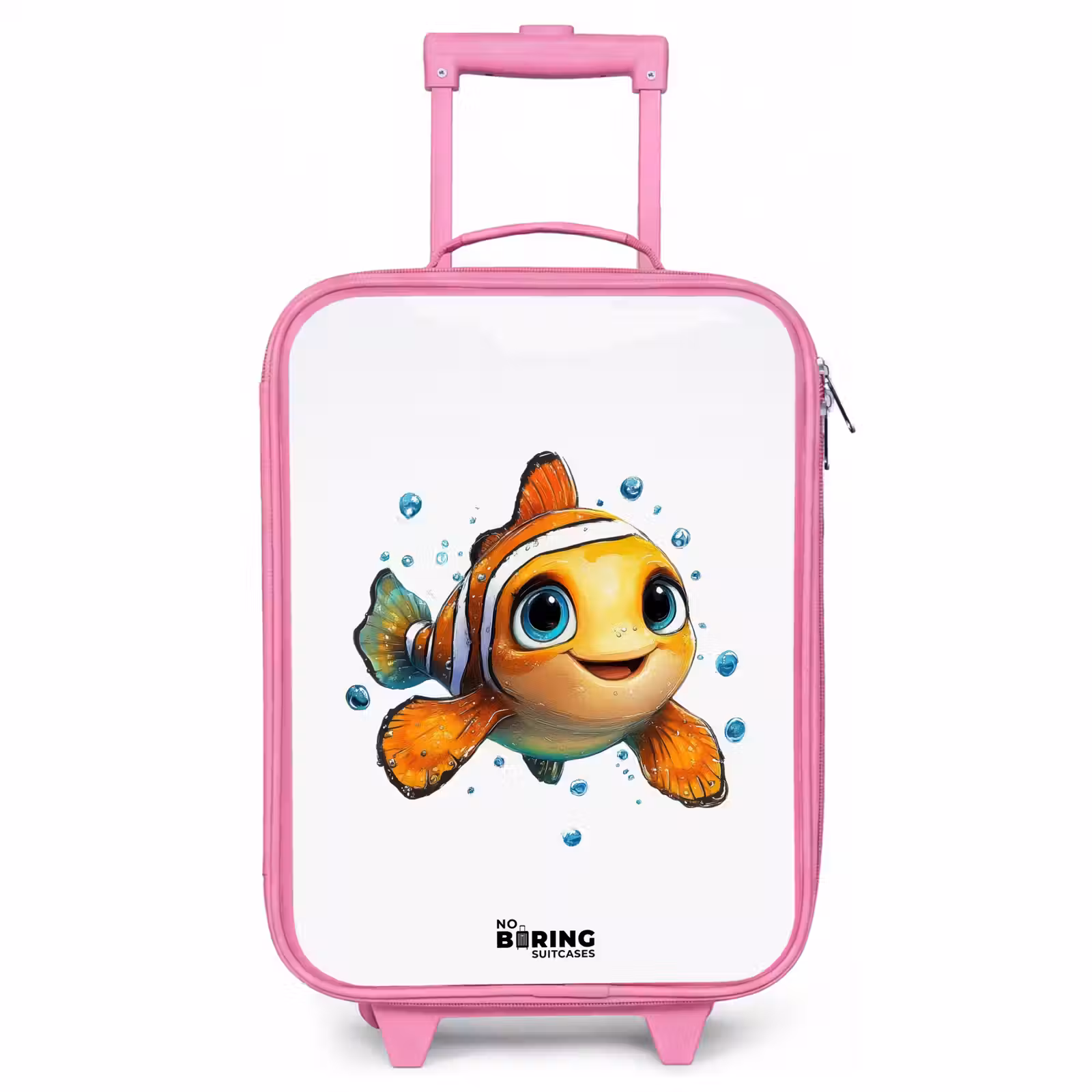 Children's suitcase - Pink - Clownfish with bubbles on white background — 1