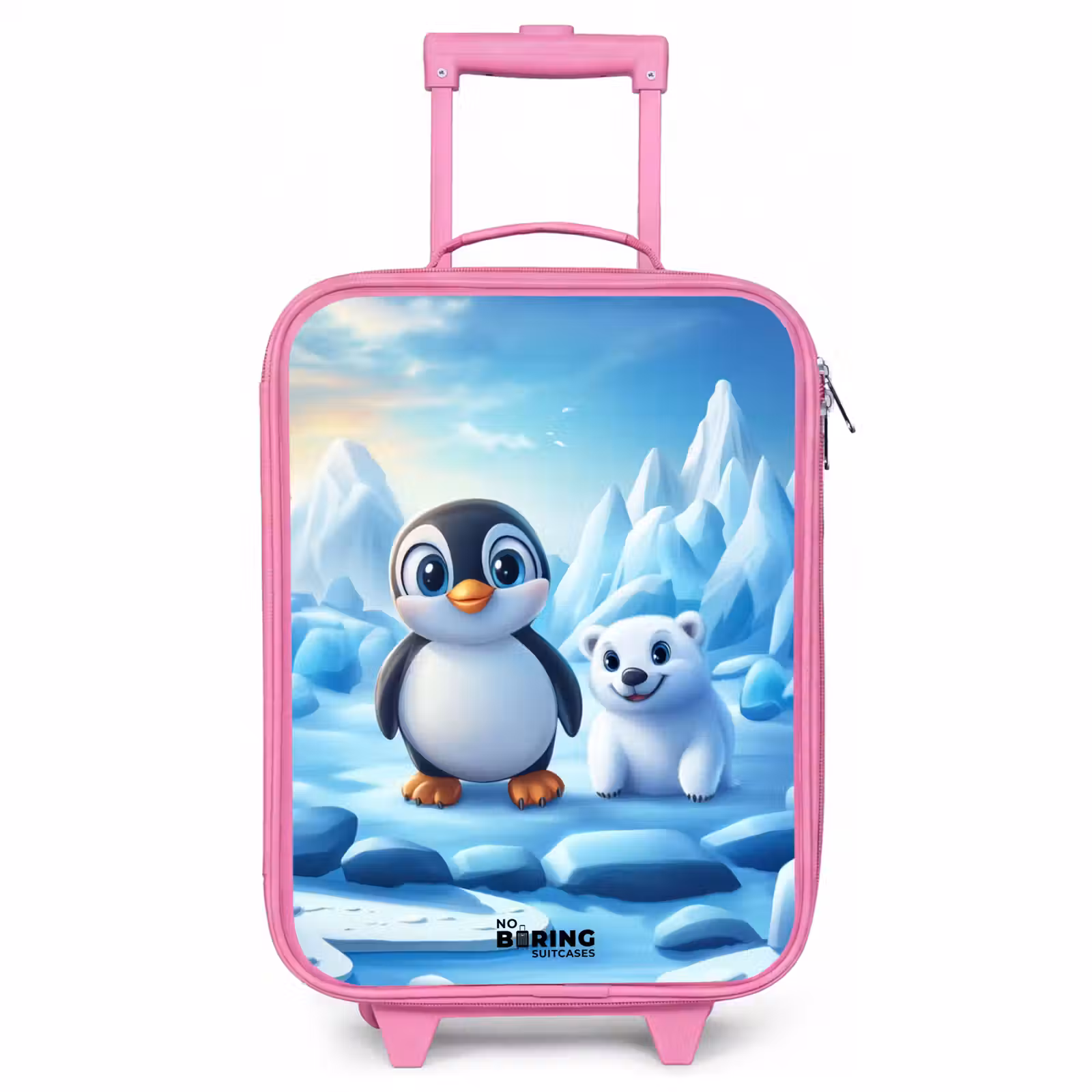 Children's suitcase - Pink - Penguin and polar bear on ice floes — 1
