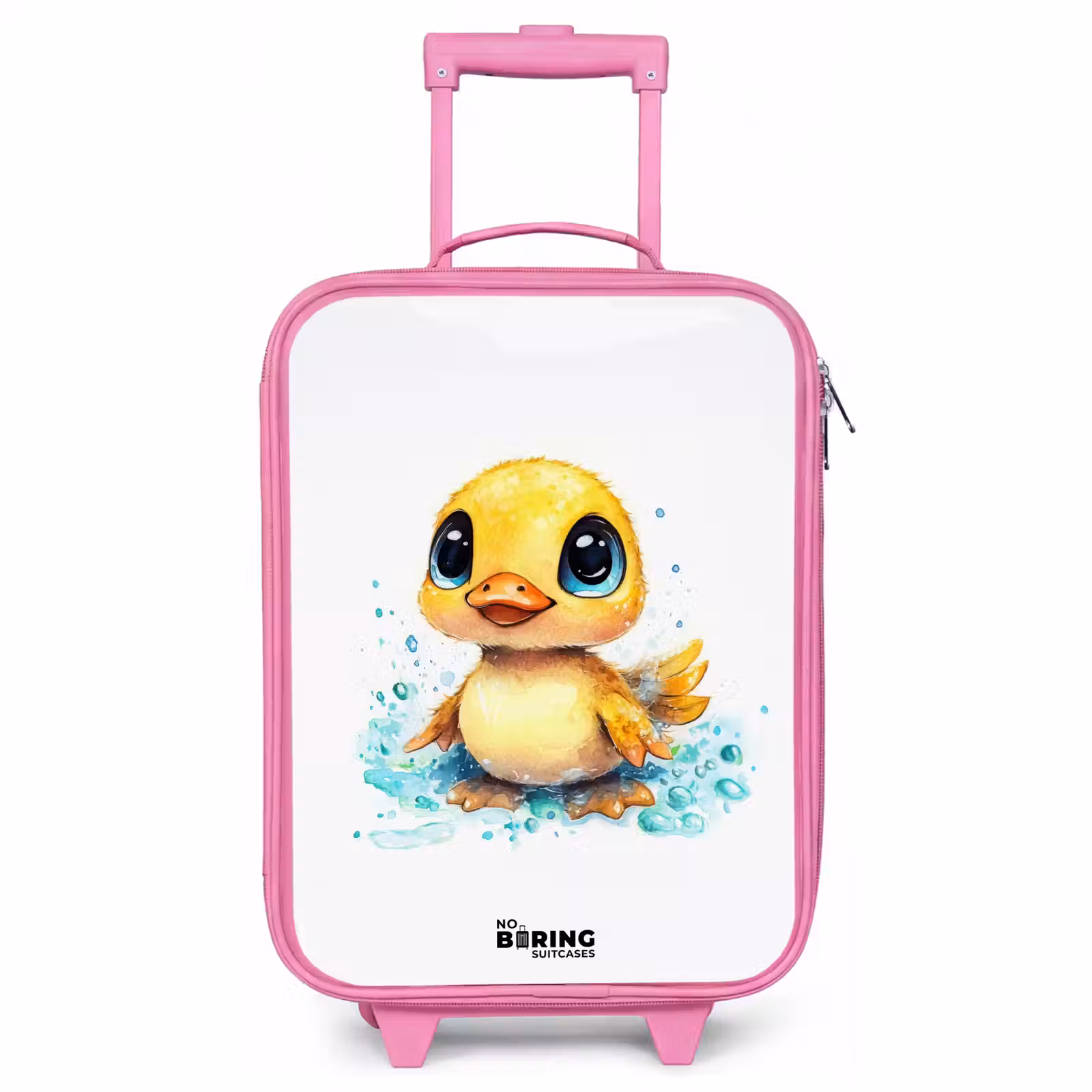 Children's suitcase - Pink - Sweet duckling with blue eyes and water splashes — 1
