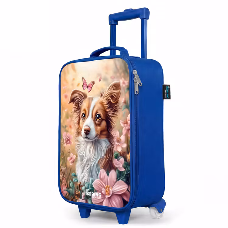 Children's suitcase - Blue - Dog in field of flowers with butterflies — 5