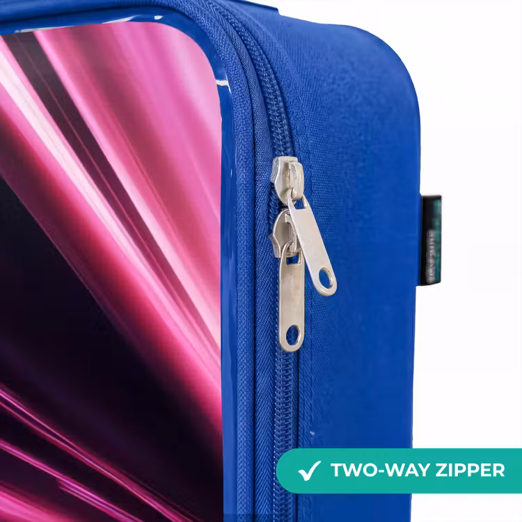 Children's suitcase - Blue - Pink race car flashes through neon light — 6