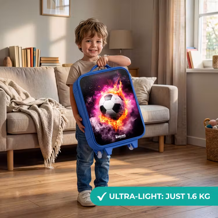 Children's suitcase - Blue - Soccer in pink fire explosion — 3