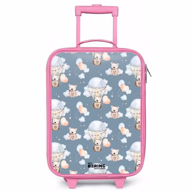 Children's suitcase - Pink - Bears in hot air balloons among clouds and balloons — 1