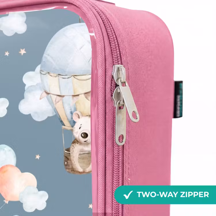 Children's suitcase - Pink - Bears in hot air balloons among clouds and balloons — 4