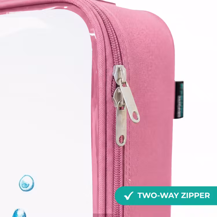Children's suitcase - Pink - Blue seahorse with big eyes and bubbles — 4