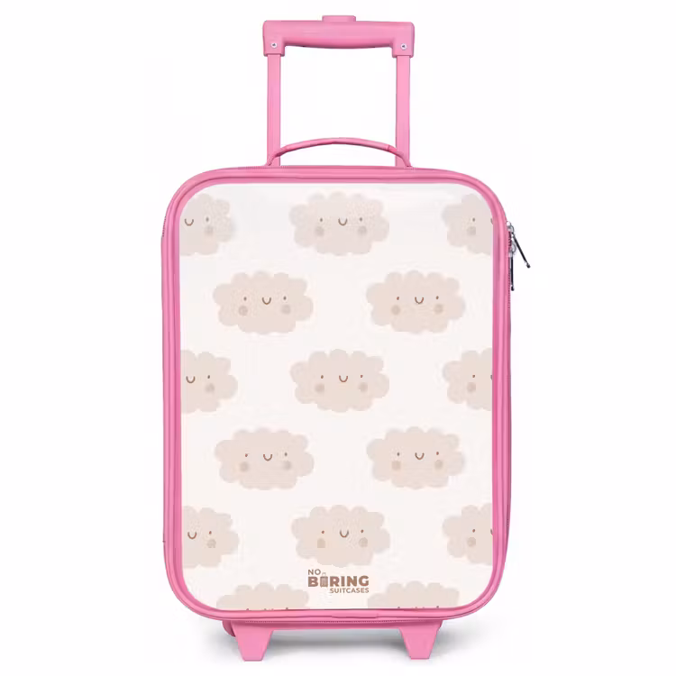 Children's suitcase - Pink - Cheerful clouds with faces on cream background — 1