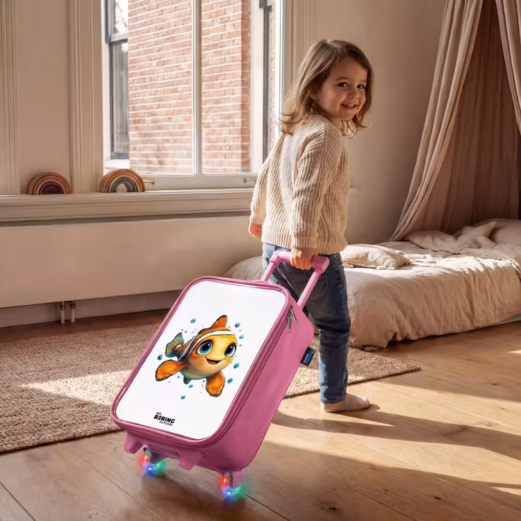 Children's suitcase - Pink - Clownfish with bubbles on white background — 2
