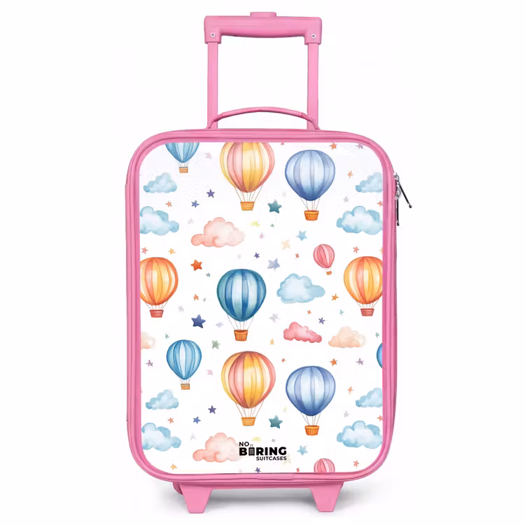 Children's suitcase - Pink - Colored hot air balloons with stars and clouds — 1