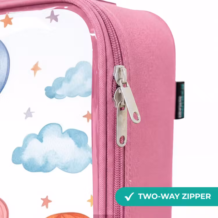 Children's suitcase - Pink - Colored hot air balloons with stars and clouds — 4