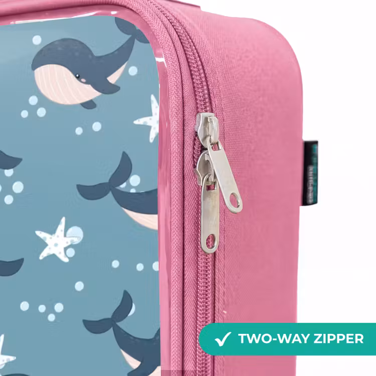 Children's suitcase - Pink - Dark blue whale pattern with starfish — 4