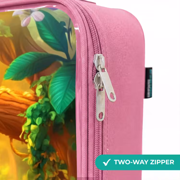 Children's suitcase - Pink - Elephant and monkey in colorful jungle — 4