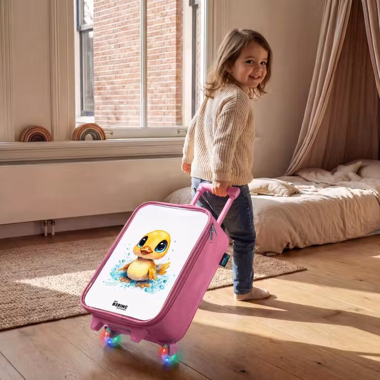Children's suitcase - Pink - Sweet duckling with blue eyes and water splashes — 2