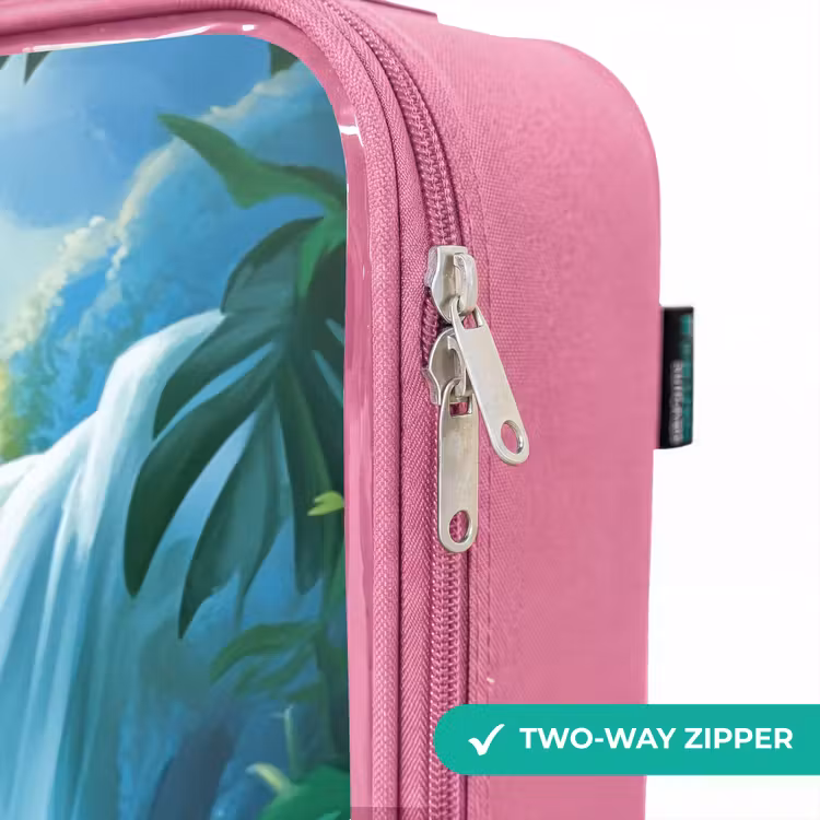 Children's suitcase - Pink - Turtle and dino at waterfall in tropical forest — 4