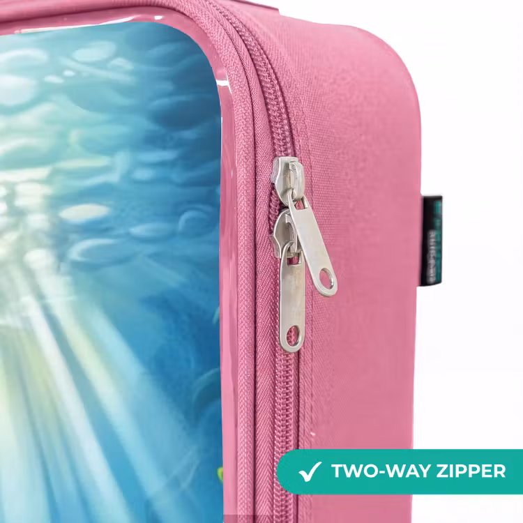 Children's suitcase - Pink - Turtle and dolphin in blue ocean — 4