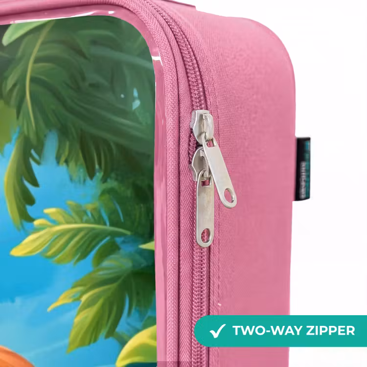 Children's suitcase - Pink - Turtle in tropical water with flamingo — 4