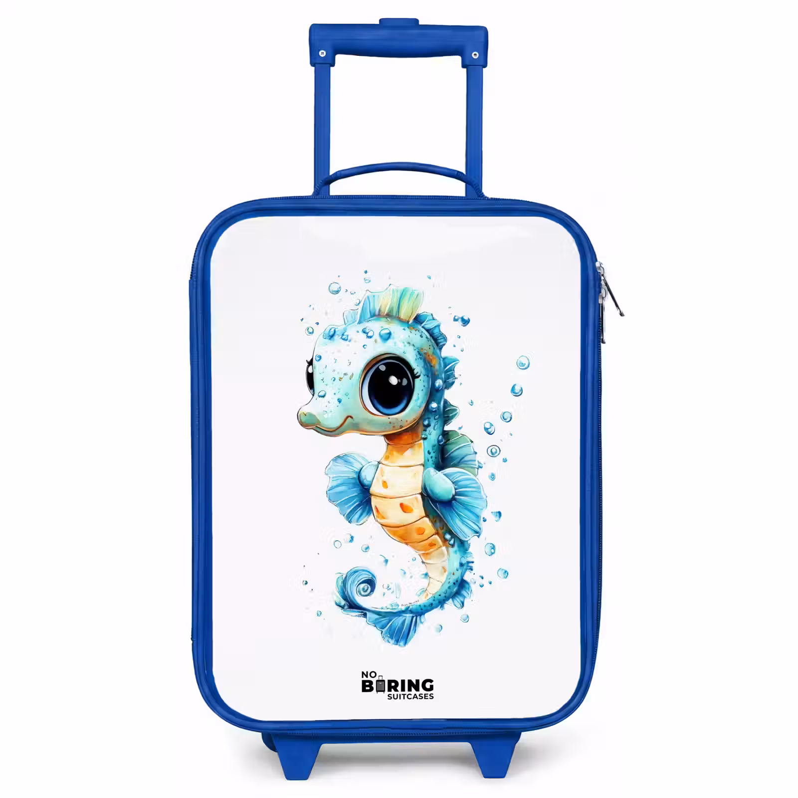 Children's suitcase - Blue - Blue seahorse with big eyes and bubbles — 1