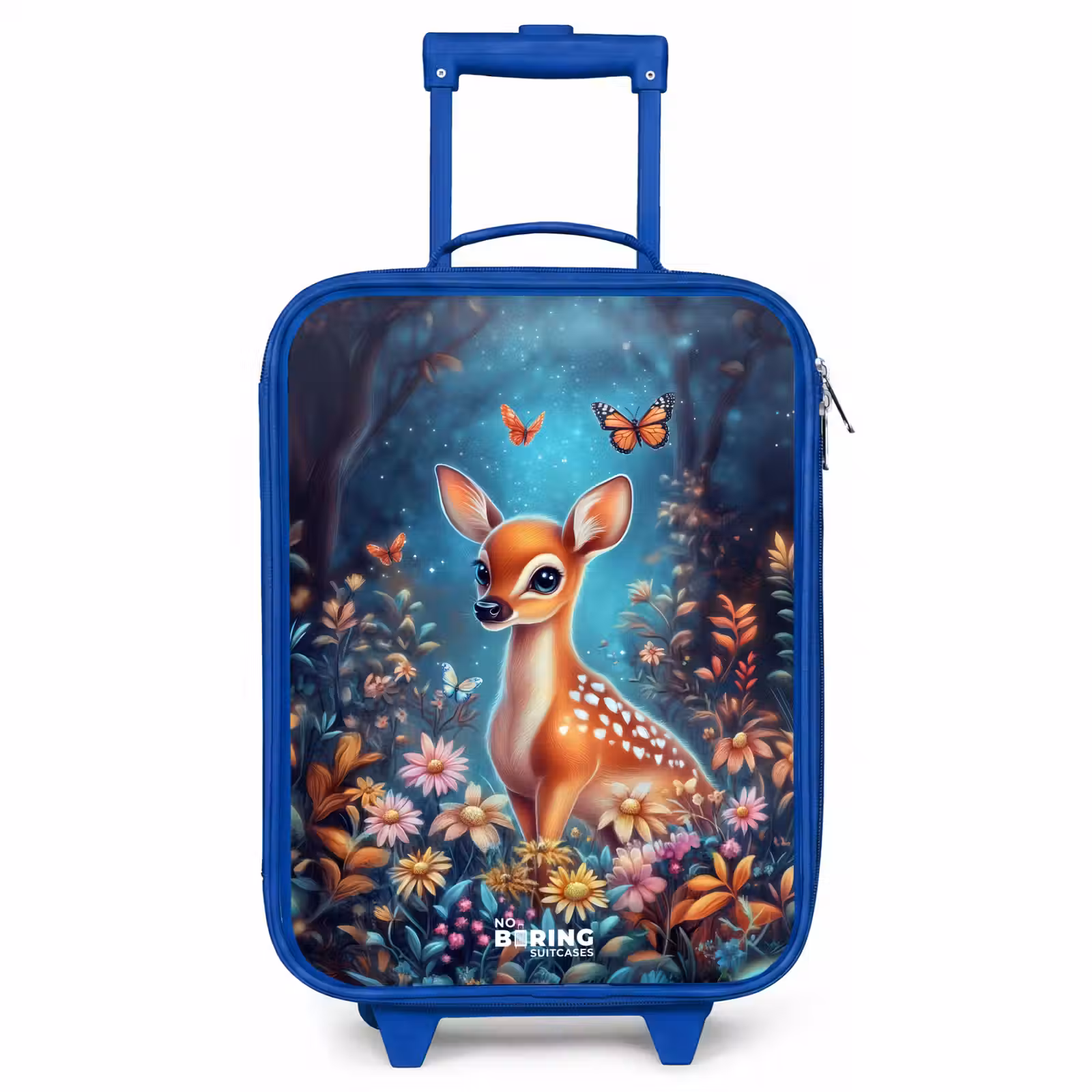 Children's suitcase - Blue - Deer among flowers in enchanted forest — 1