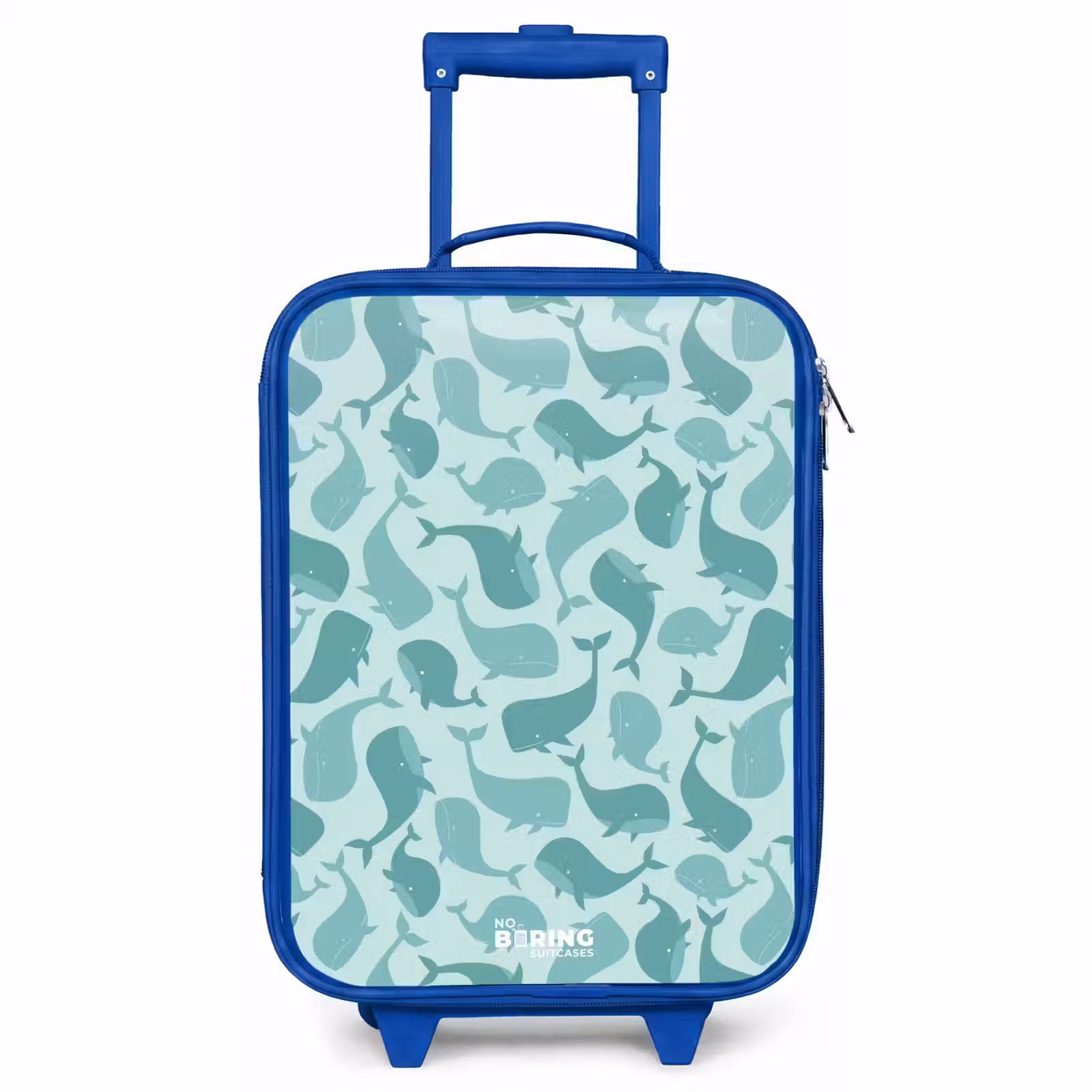 Children's suitcase - Blue - Stylized whales in tonal sea green hues — 1