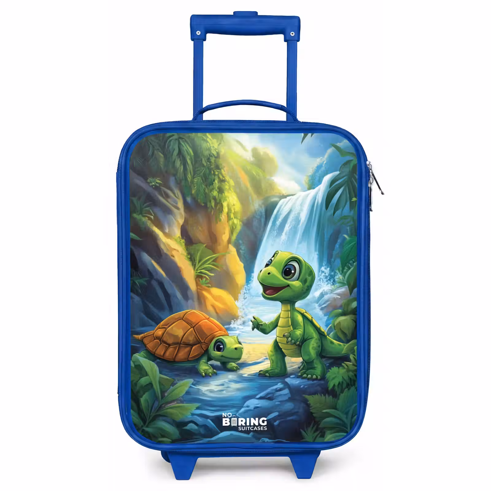 Children's suitcase - Blue - Turtle and dino at waterfall in tropical forest — 1