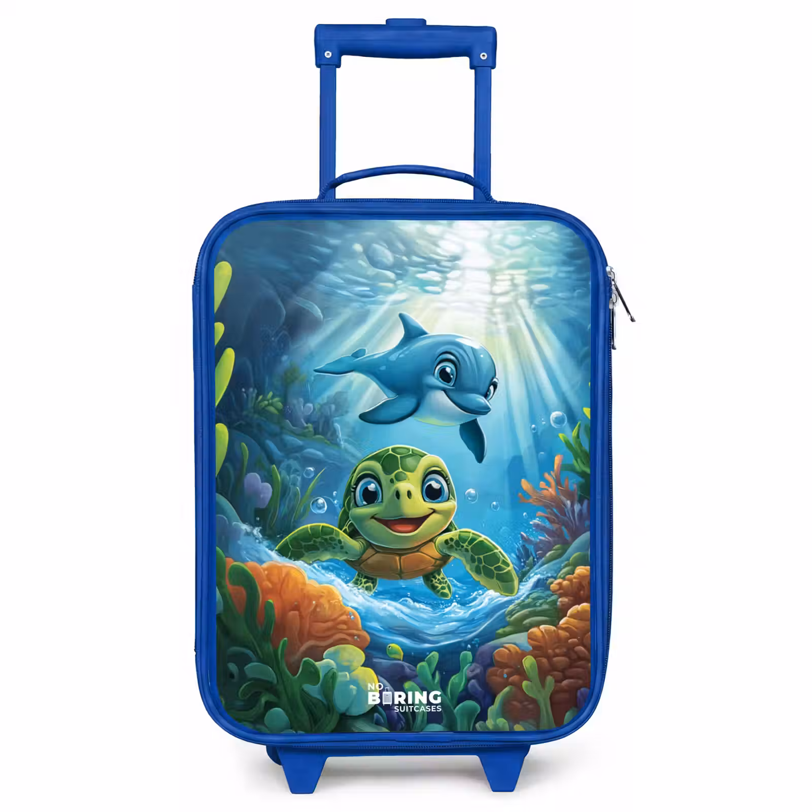 Children's suitcase - Blue - Turtle and dolphin in blue ocean — 1
