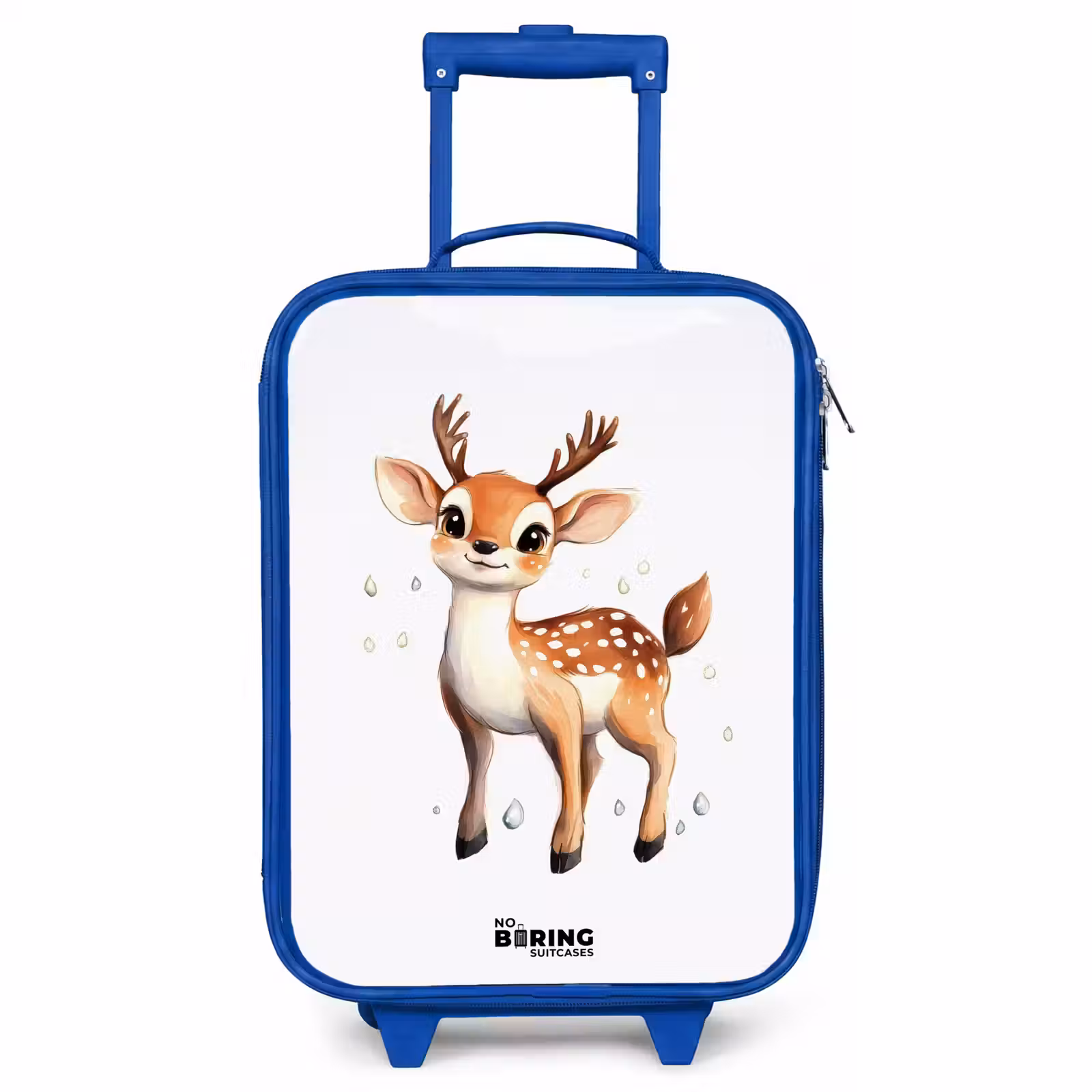 Children's suitcase - Blue - Young deer with antlers and white dots — 1