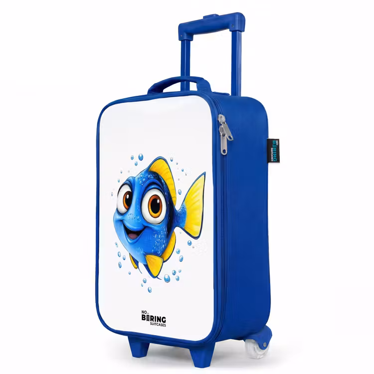 Children's suitcase - Blue - Blue fish with yellow fins and happy look — 5