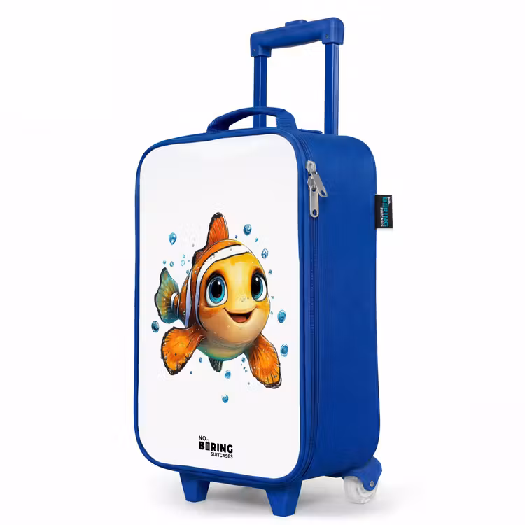 Children's suitcase - Blue - Clownfish with bubbles on white background — 5