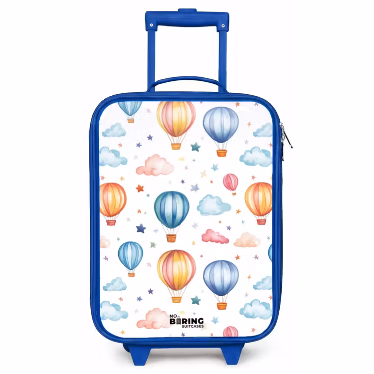 Children's suitcase - Blue - Colored hot air balloons with stars and clouds — 1