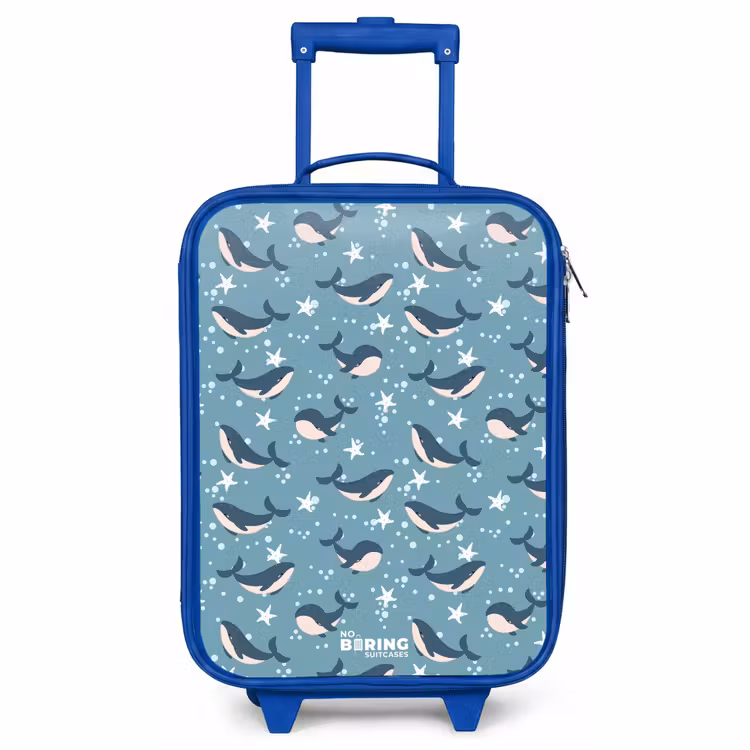 Children's suitcase - Blue - Dark blue whale pattern with starfish — 1