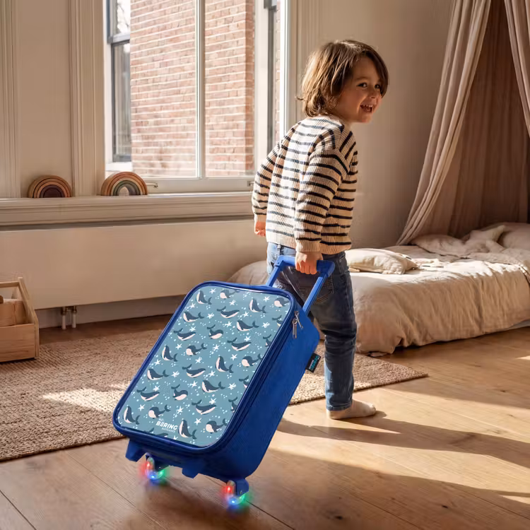 Children's suitcase - Blue - Dark blue whale pattern with starfish — 2