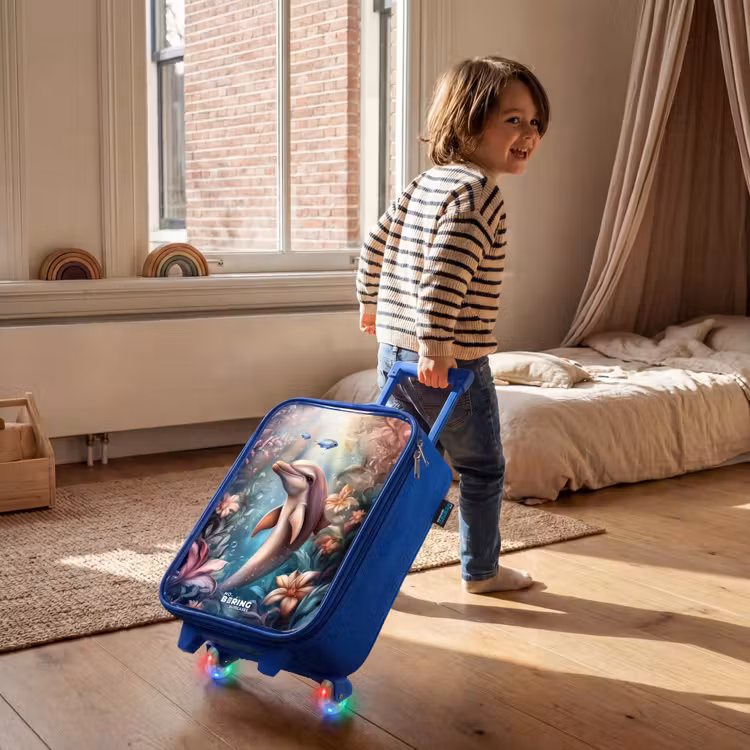 Children's suitcase - Blue - Dolphin and fish in underwater flower world — 2