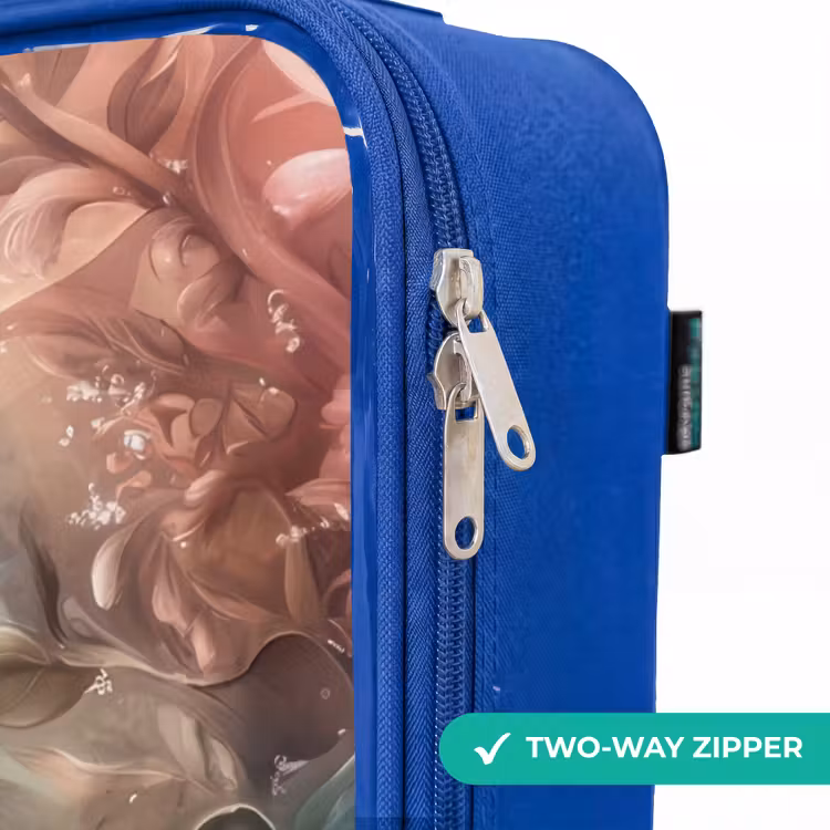 Children's suitcase - Blue - Dolphin and fish in underwater flower world — 6
