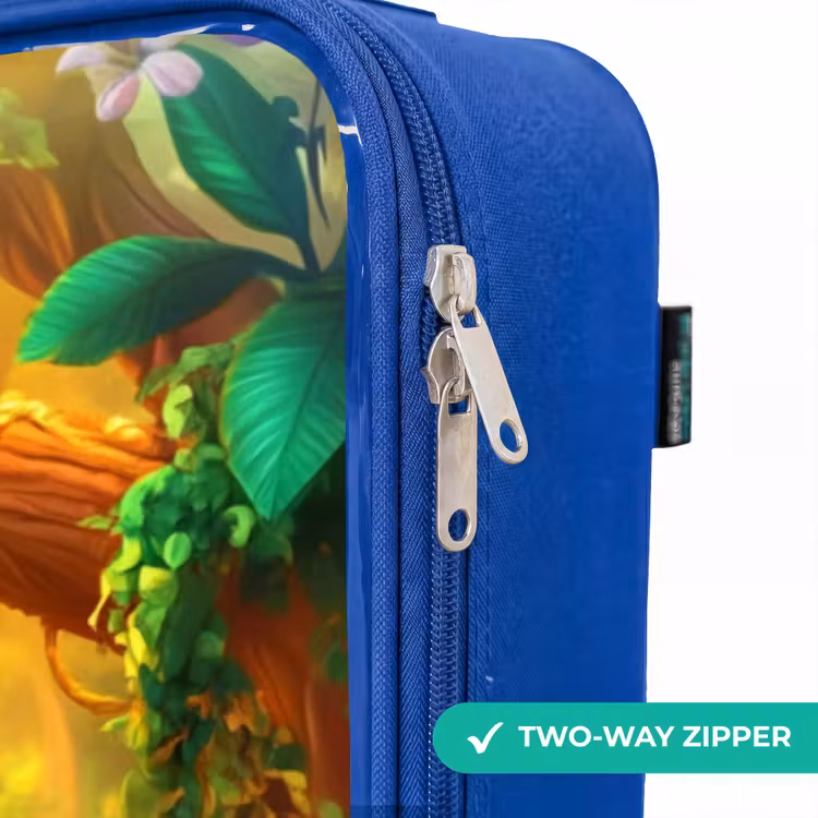 Children's suitcase - Blue - Elephant and monkey in colorful jungle — 6
