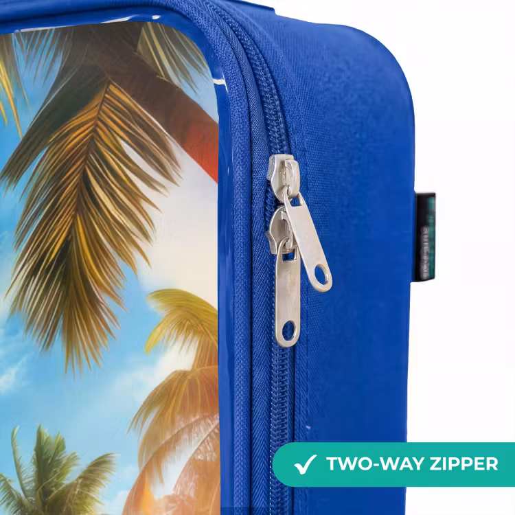 Children's suitcase - Blue - Flamingo and turtle on tropical beach — 6