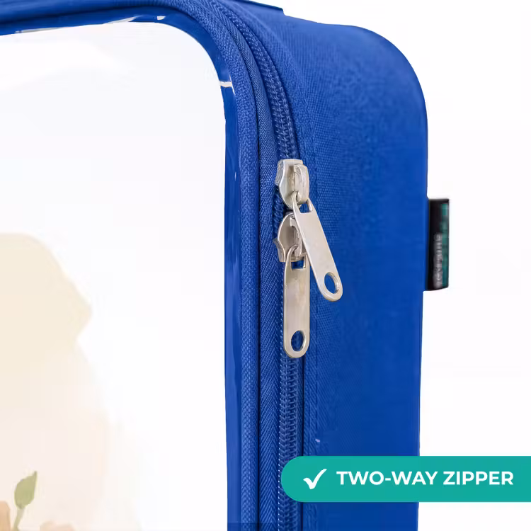 Children's suitcase - Blue - Giraffe and elephant among flowers on white background — 6