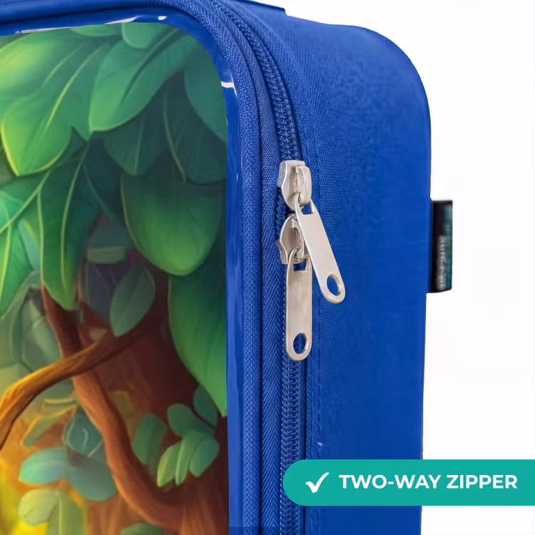 Children's suitcase - Blue - Giraffe, elephant and monkey in the forest — 6