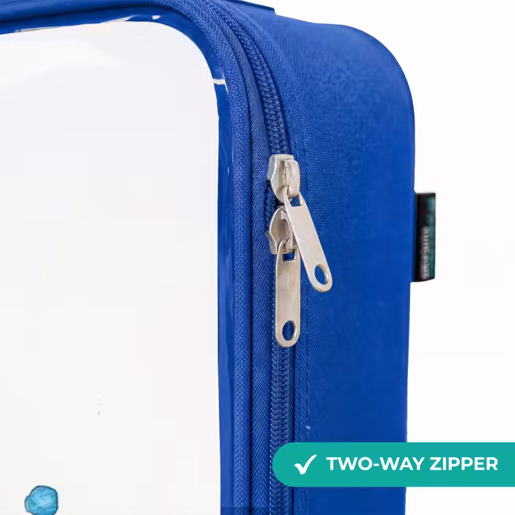 Children's suitcase - Blue - Green frog with big eyes on white background — 6