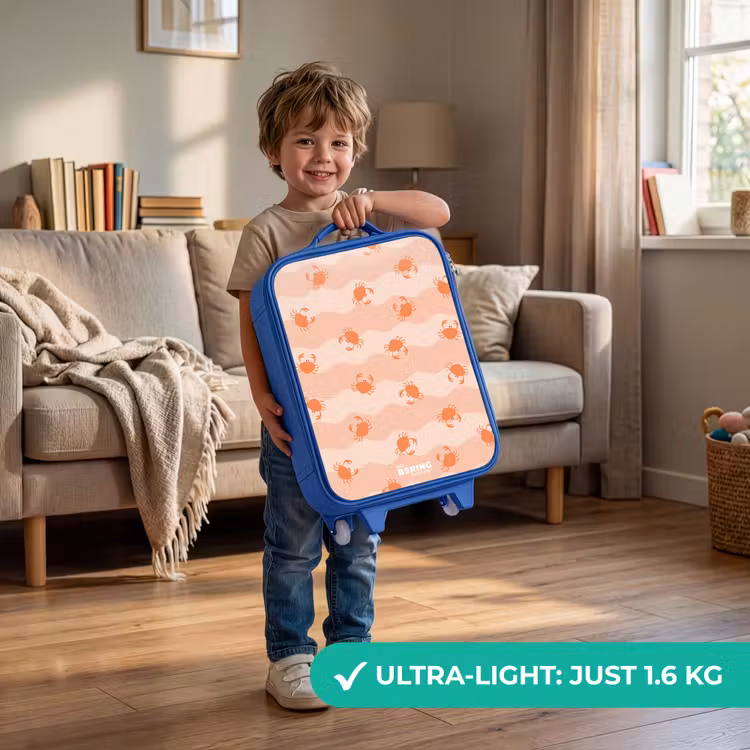 Children's suitcase - Blue - Orange crabs on wavy background — 3