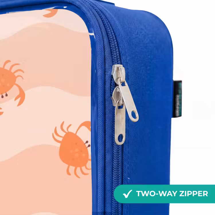 Children's suitcase - Blue - Orange crabs on wavy background — 6