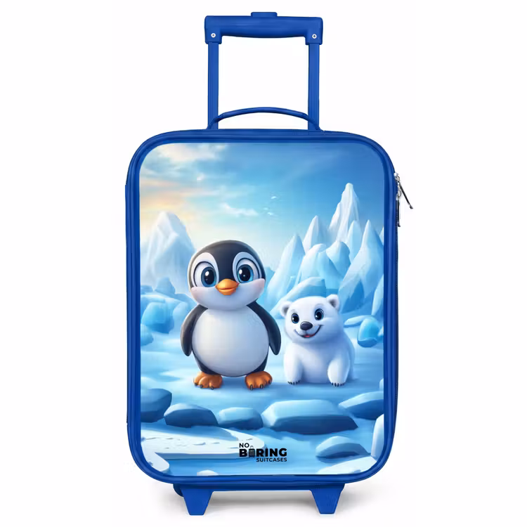 Children's suitcase - Blue - Penguin and polar bear on ice floes — 1
