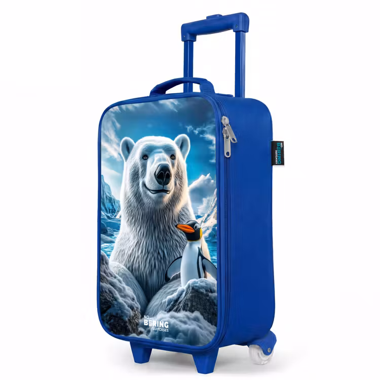 Children's suitcase - Blue - Polar bear and penguin in snowy mountain landscape — 5