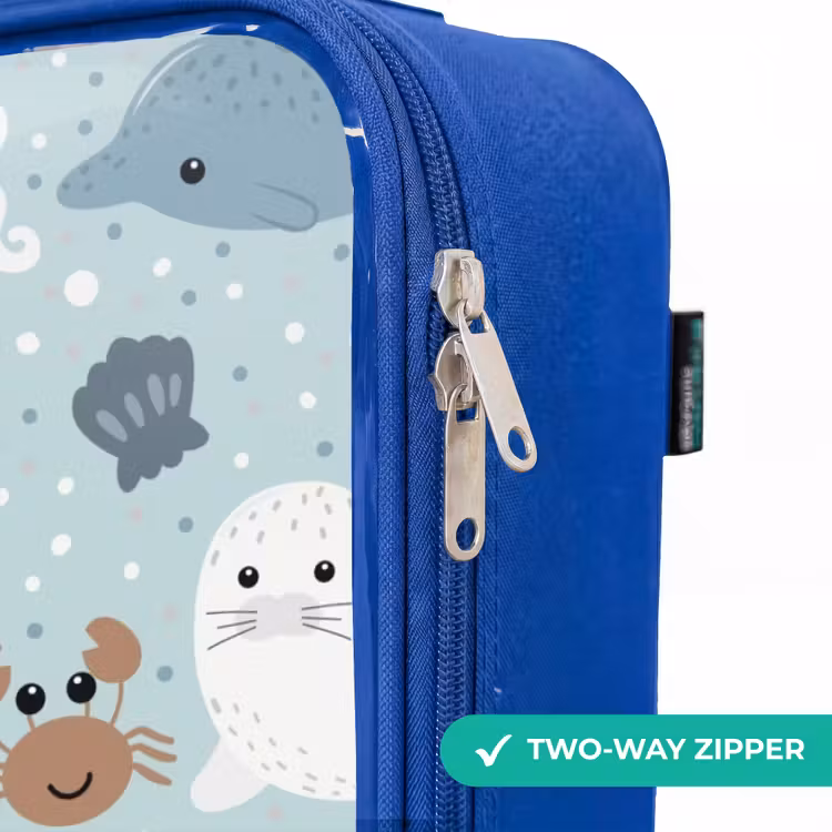 Children's suitcase - Blue - Sea animal pattern with dolphins, seals and crabs — 6