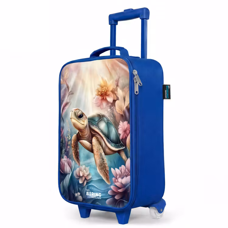 Children's suitcase - Blue - Sea turtle among flowers underwater — 5
