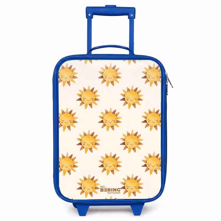 Children's suitcase - Blue - Smiling suns as a pattern on beige background — 1