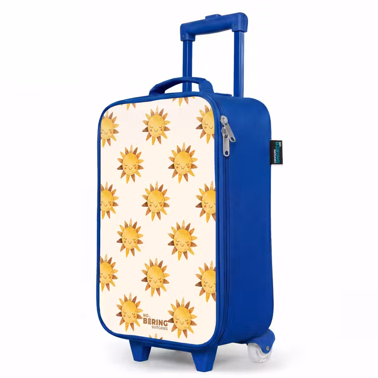Children's suitcase - Blue - Smiling suns as a pattern on beige background — 5
