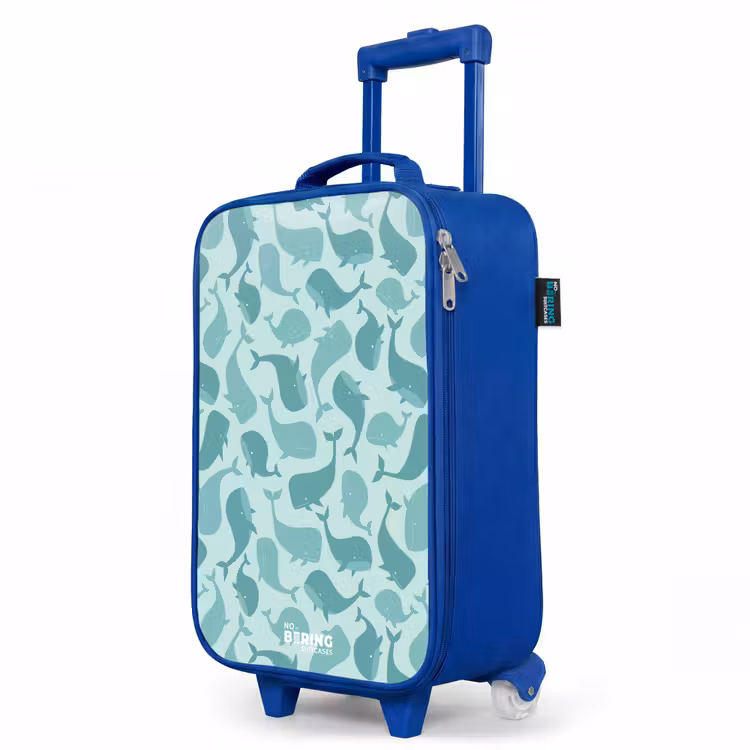 Children's suitcase - Blue - Stylized whales in tonal sea green hues — 5